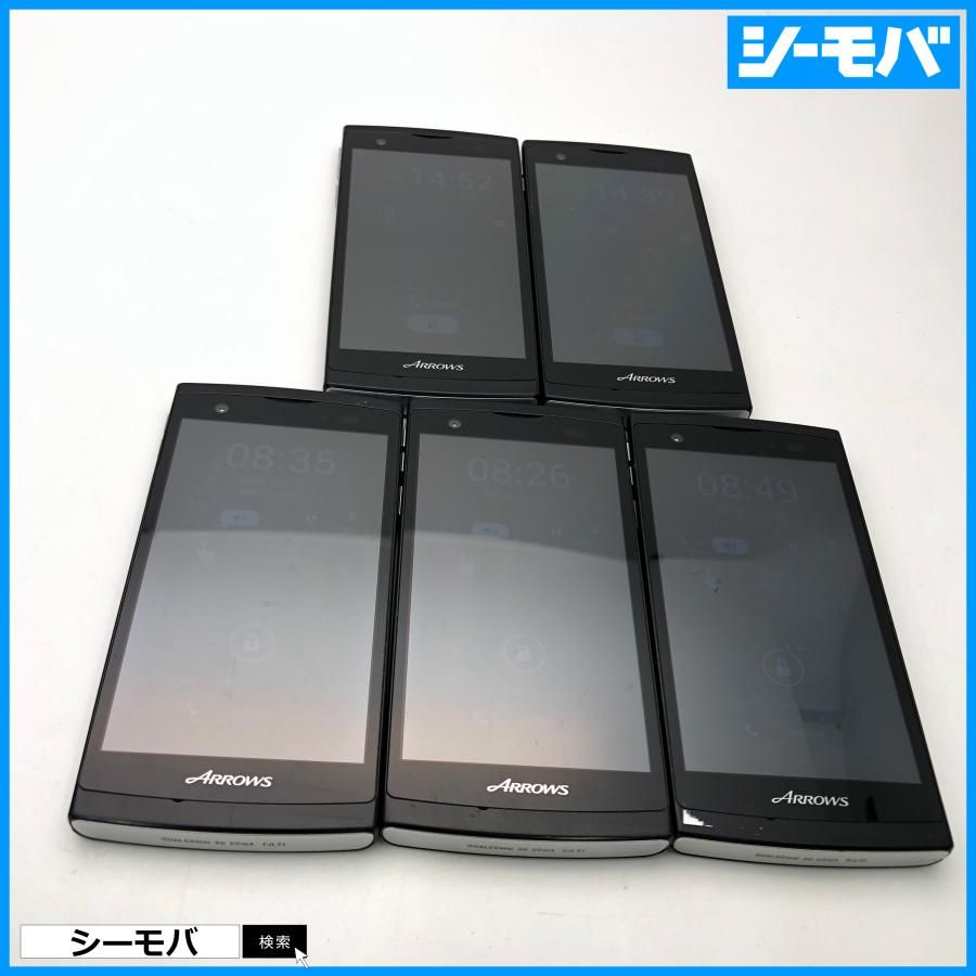 5台セット スマホ ARROWS ef FJL21 au ブラック 中古 android