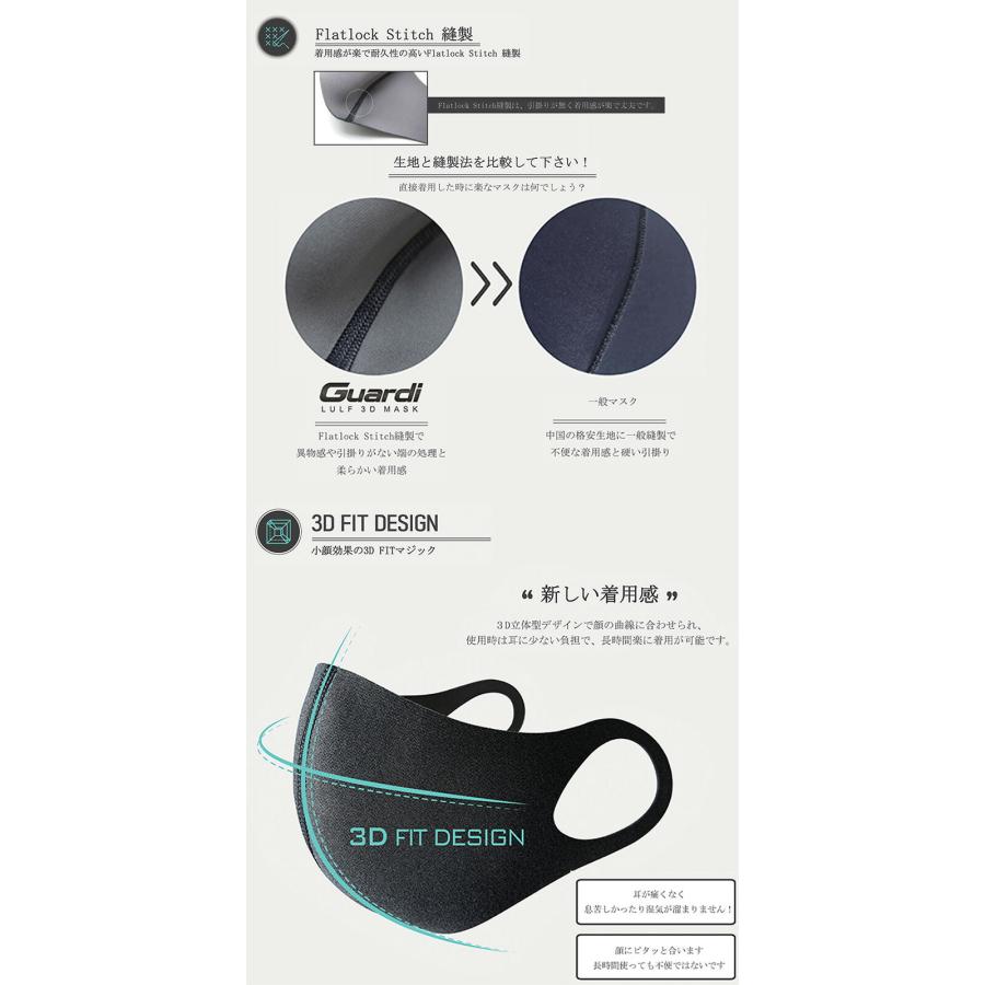 2枚 LULF Guardi 3D MASK 3色 ＆ 5サイズ 洗えるマスク 3Dマスク