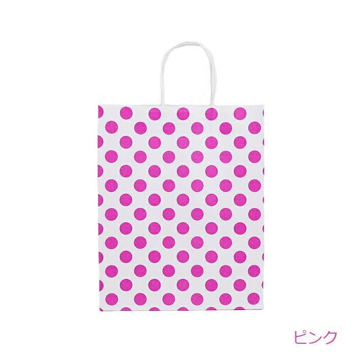 ギフト用 紙袋 手提げ ドット柄 プレゼント 用 全7色 1枚 おしゃれ