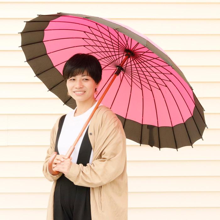 傘 レディース 長傘 24本骨 和傘 京美咲 雨に濡れると桜が浮き出る