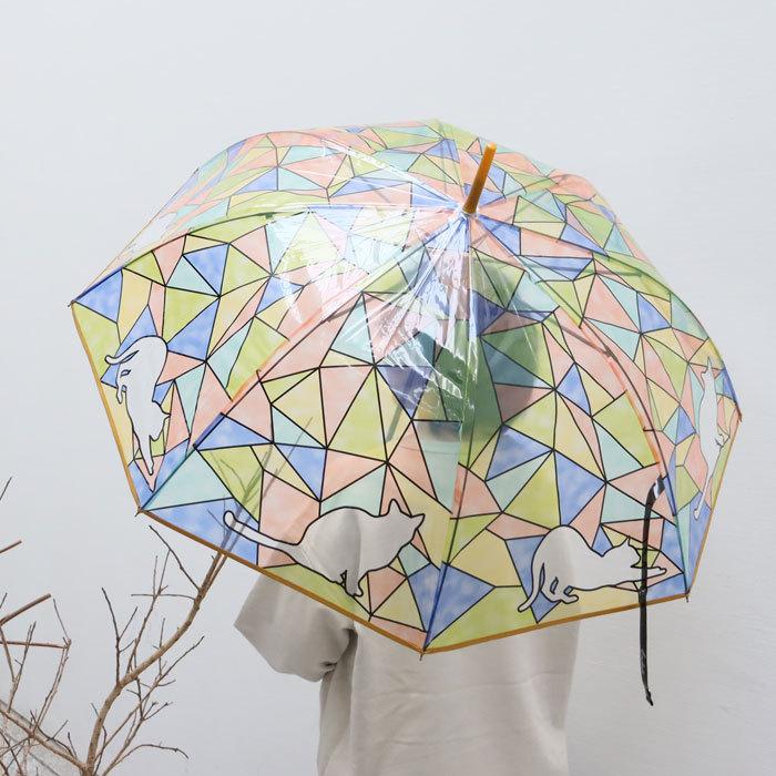 傘 レディース おしゃれ 長傘 ビニール傘 ステンドグラス傘 60cm