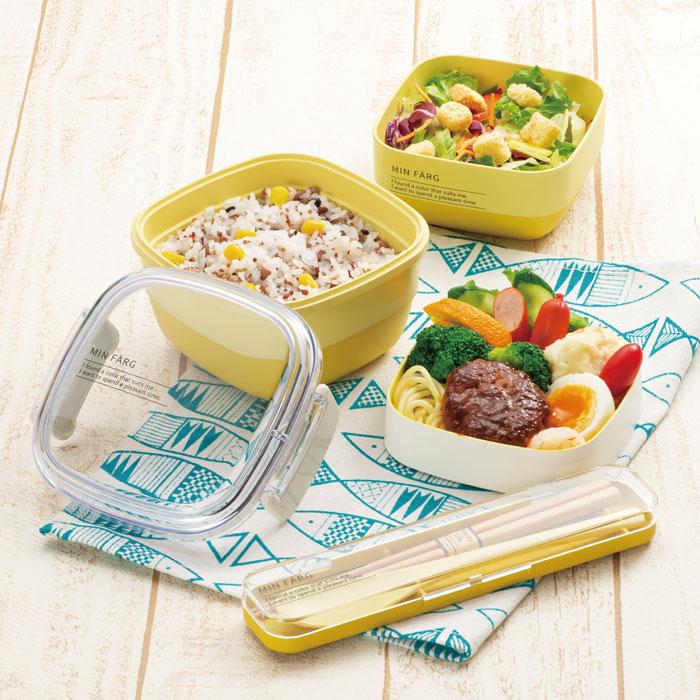 田宮ランチBOX 宮本産業 弁当箱 2段 600ml MIYA LUNCH スクウェアランチ くすみ