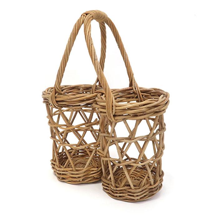 ボトルバスケット 2本用 かご ラタン ボトル収納 アラログ AROROG