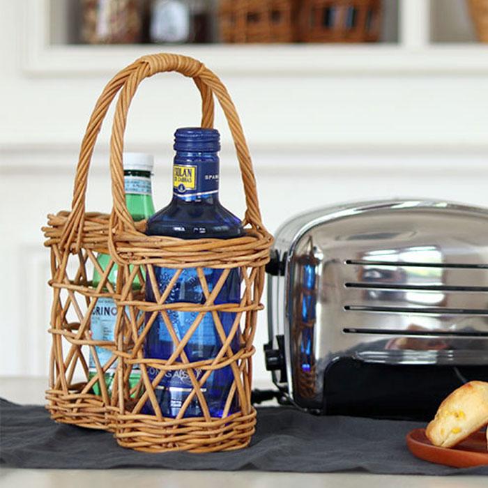 ボトルバスケット 2本用 かご ラタン ボトル収納 アラログ AROROG