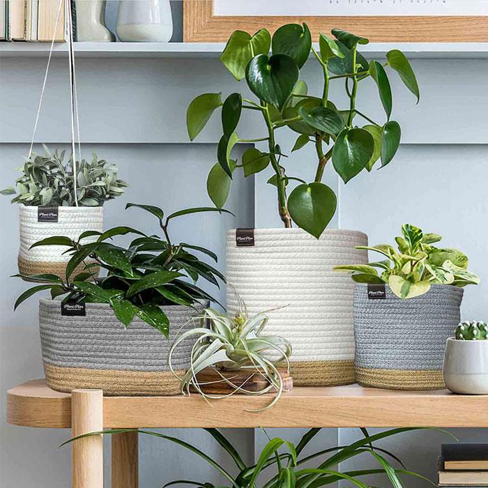 鉢カバー 麻 おしゃれ 6号 5号 綿 布 プランターカバー プランター M