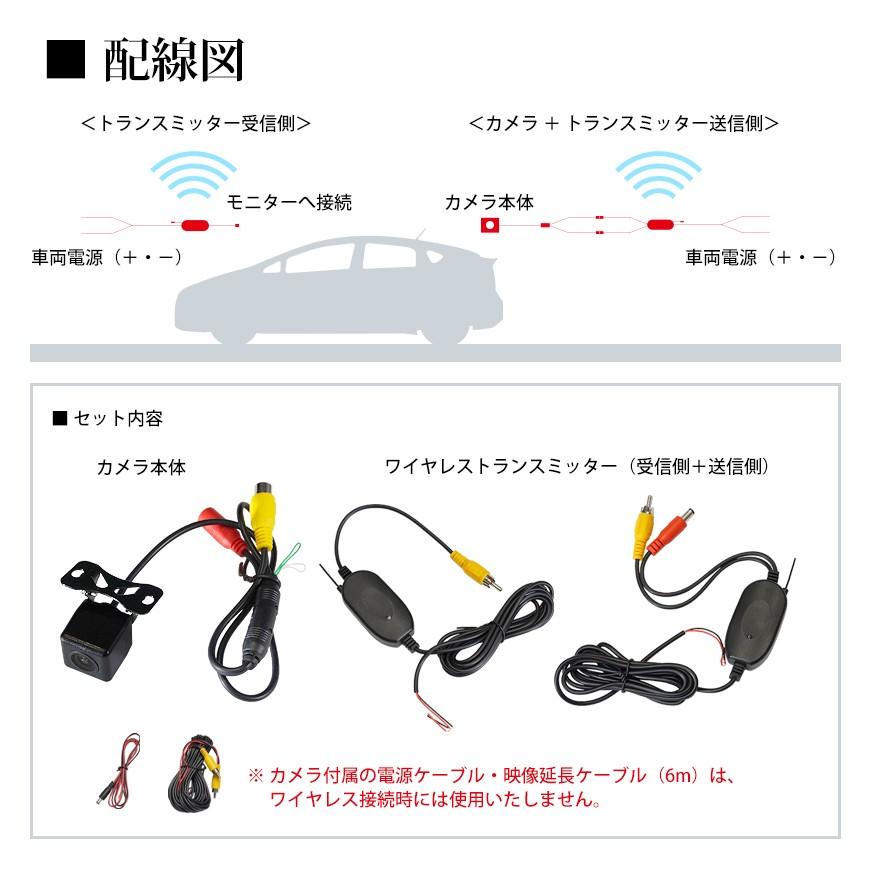 SEEK バックカメラ 後付け 新型 ( 黒 / ブラック ) + ワイヤレスセット