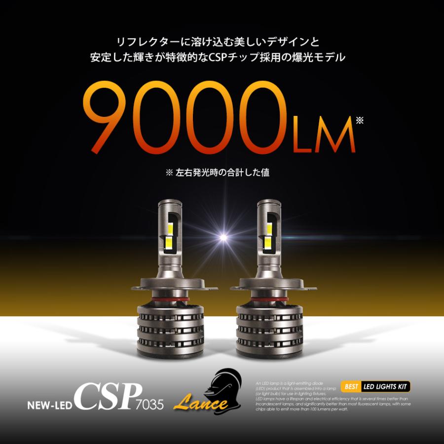 H4 LEDヘッドライト LEDバルブ Hi/Lo 9000lm 6500K CSP7035チップ 12V