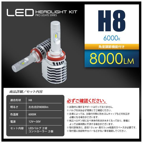 LEDフォグランプ LEDヘッドライト バルブ H8 合計8000ルーメン PHILIPS