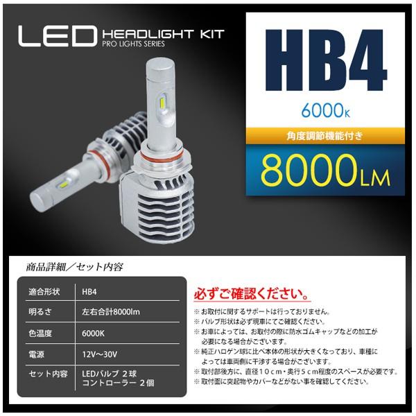 LEDフォグランプ LEDヘッドライト バルブ HB4 合計8000ルーメン
