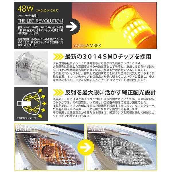 S25 LED ウインカーバルブ BA15s 180度 平行ピン シングル アンバー