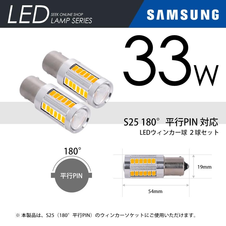 SEEK products S25 LED ウインカーバルブ 180度 平行ピン BA15s