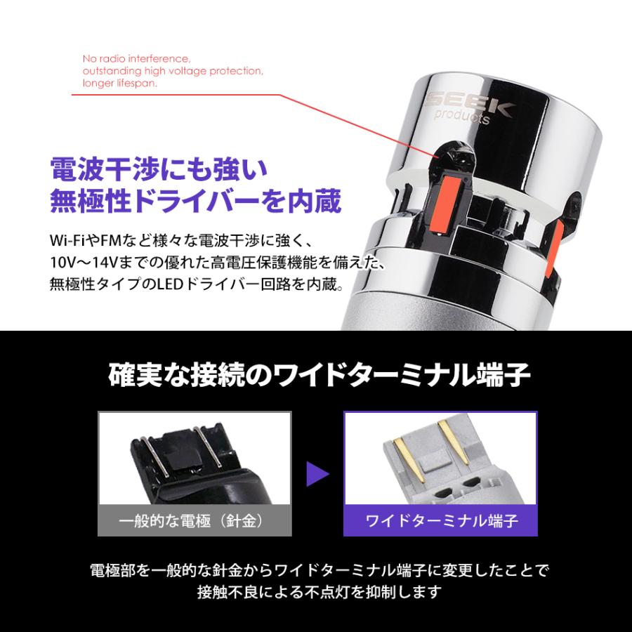 SEEK products T20 LED ブレーキランプ / テールランプ LX 冷却FAN搭載 メッキボディ 無極性 レッド / 赤 ウェッジ球 ダブル 1年保証 |  | 09