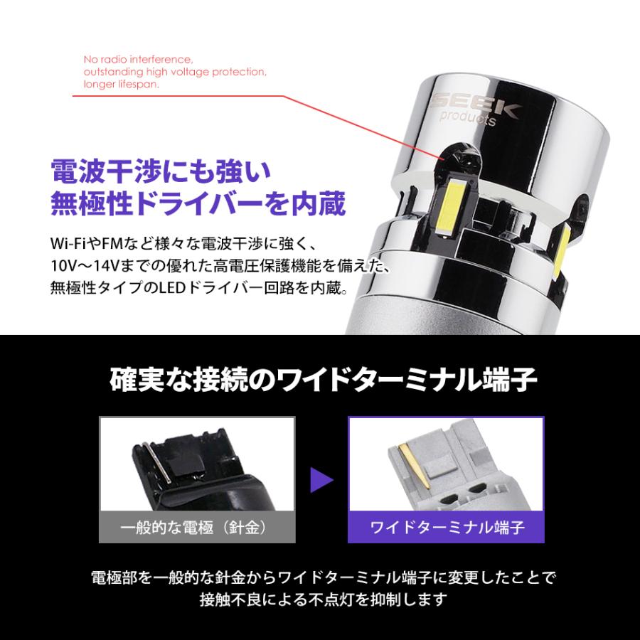 SEEK products T20 LED バックランプ LX 冷却FAN搭載 メッキボディ左右合計 5862lm 爆光 無極性 ホワイト / 白 ウェッジ球 1年保証 |  | 08