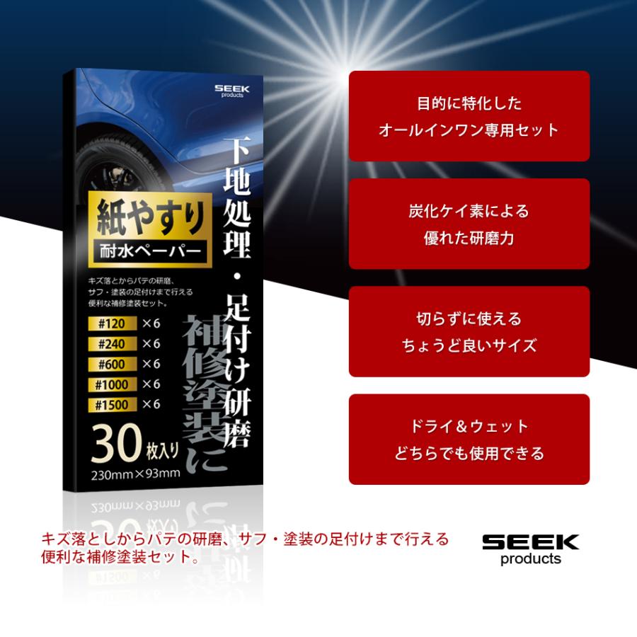 SEEK products 下地処理 足付け研磨 耐水ペーパーセット 5種類 SEEK products 下地処理 足付け研磨 耐水ペーパーセット 5種類