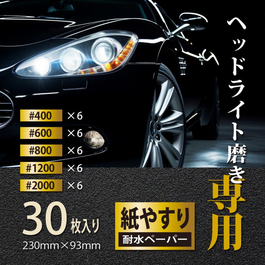 SEEK products ヘッドライト磨き専用 耐水ペーパーセット 5種類 30枚
