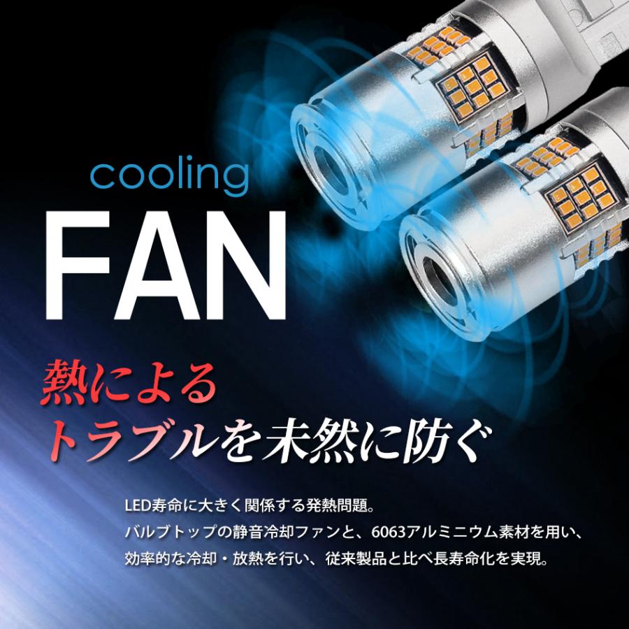 SEEK products S25 LED ウインカー ファン搭載 1200lm ハイフラ防止 キャンセラー内蔵 アンバー / 黄 150° ピン角違い シングル球 54発 |  | 03