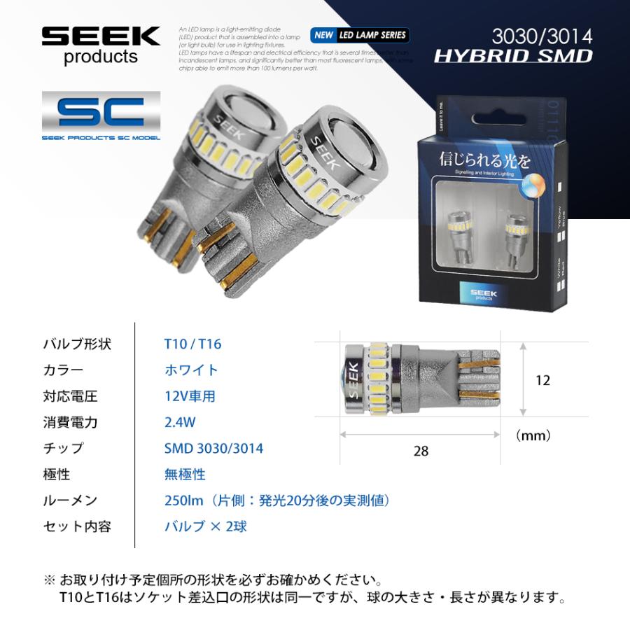 SUZUKI キャリー H17.8〜H25.8 T10 LED ポジション/スモール ナンバー灯など SEEK Products SCシリーズ 無極性 ウェッジ球 白 19発 送料無料｜seek｜08
