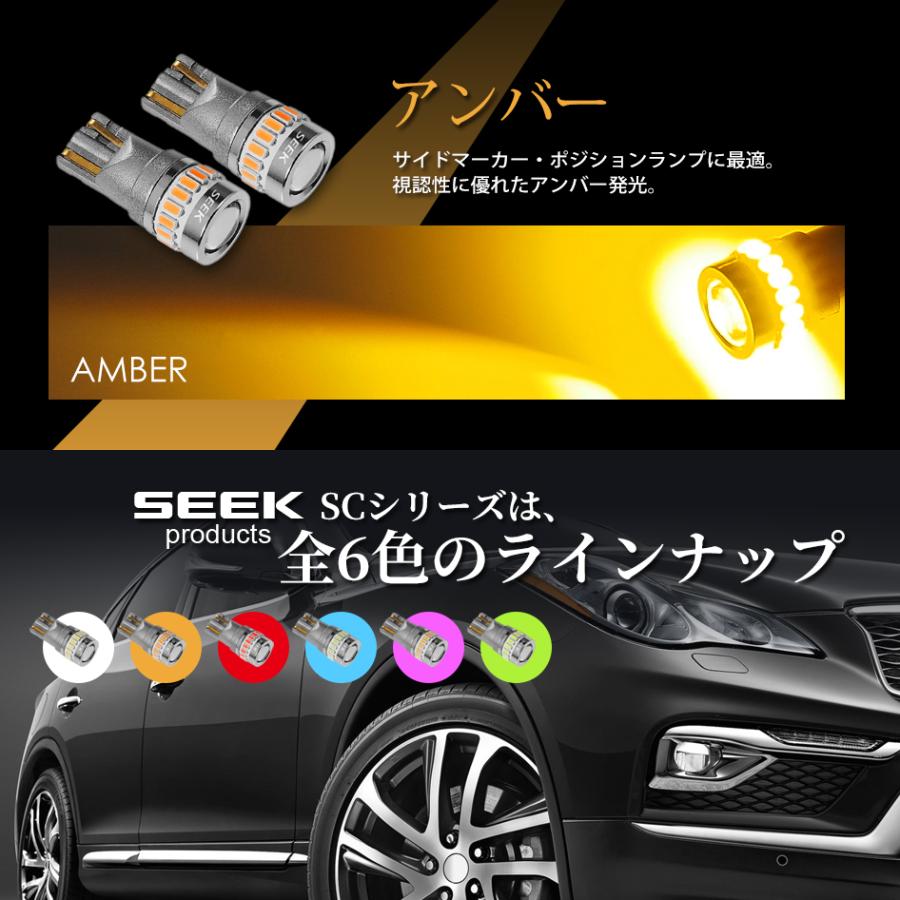 HONDA ゼスト ゼストスポーツ含む H18.2〜H24.11 T10 LED サイドマーカー / ウインカー SEEK Products SCシリーズ ウェッジ球 アンバー 黄 19発 送料無料｜seek｜04