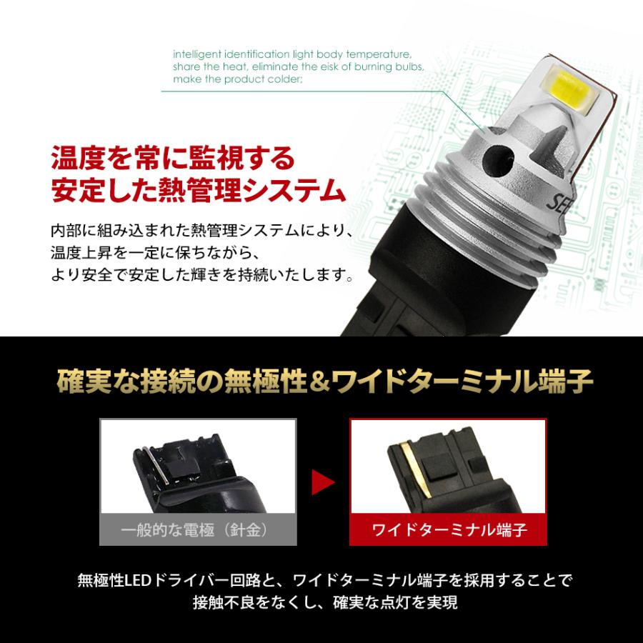 TOYOTA トヨタ プリウス G'S仕様 H23.12〜H27.12 T20 LED バックランプ 爆光 左右合計3000lm SEEK Products GS ウェッジ球 送料無料｜seek｜06