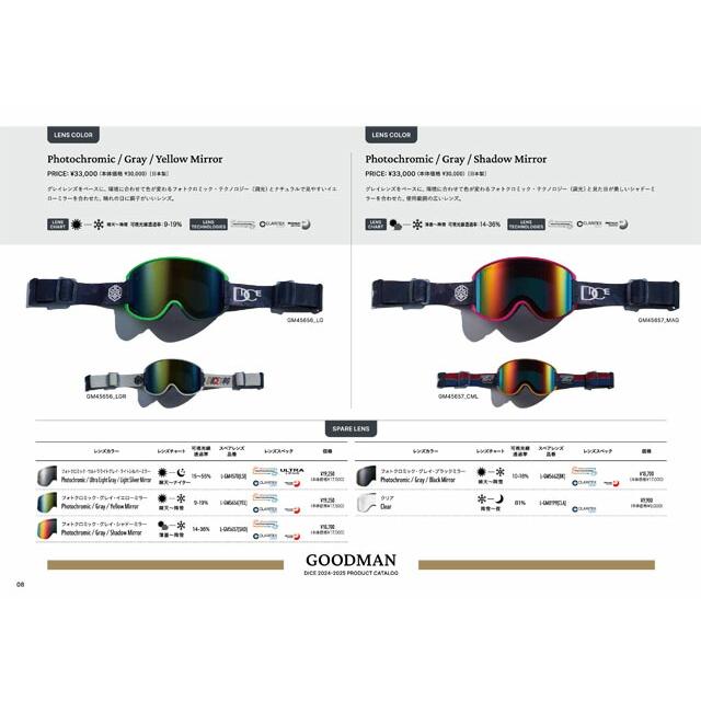 24-25モデル☆DICE【ダイス】ゴーグル【ASIAN-FIT】モデル：GOODMAN