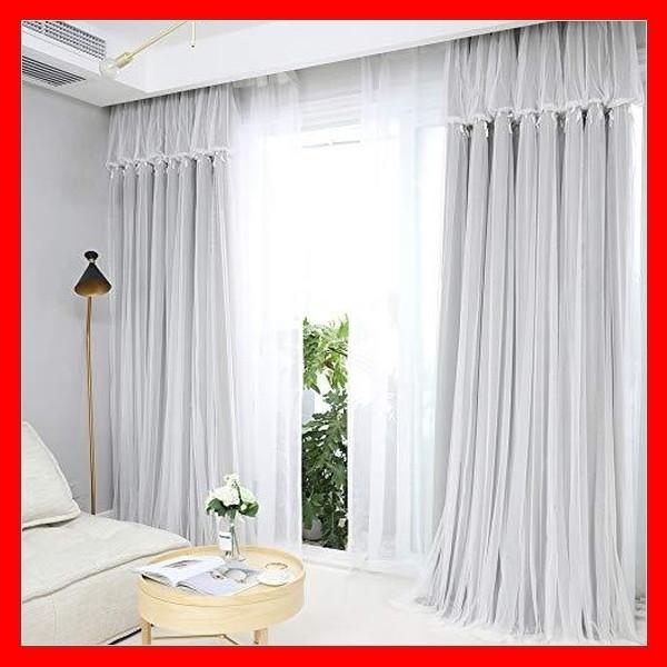 出窓 寝室 2倍ヒダ 二重カーテンレース 断熱 遮光 子供部屋 カーテン カーテン ブラインド 可愛おしゃれ アジャスターフック付き 家具 インテリア Seeshop S 外から見 リビング 二重カーテンレース 遮光率90 姫系