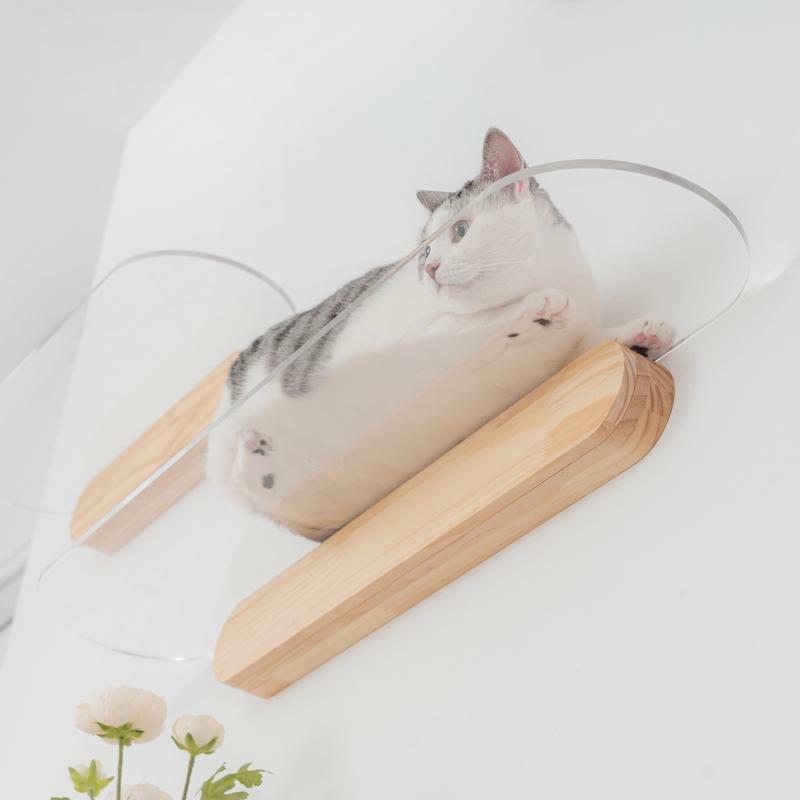 MYZOO マイズー キャットステップ  OBLONG オブロング クリア キャットウォーク 壁 壁面アート ねこステップ 猫家具 壁取り付け Mサイズ 60cm | MYZOO | 01