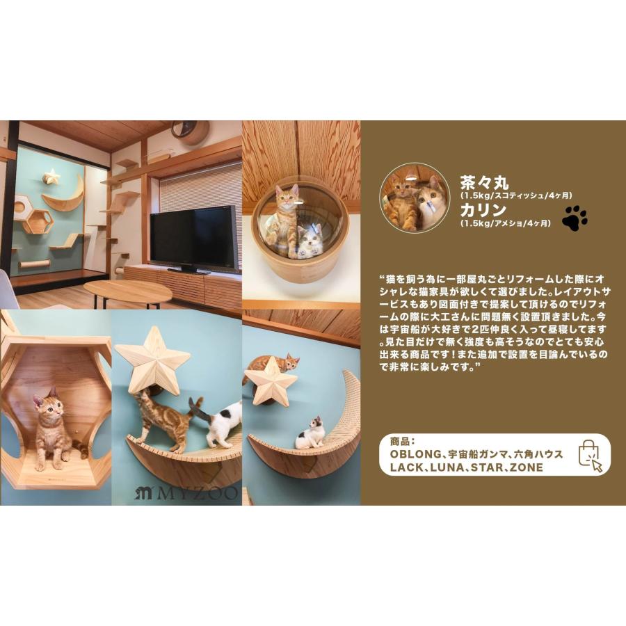 MYZOO マイズー キャットステップ  OBLONG オブロング クリア キャットウォーク 壁 壁面アート ねこステップ 猫家具 壁取り付け Mサイズ 60cm | MYZOO | 07