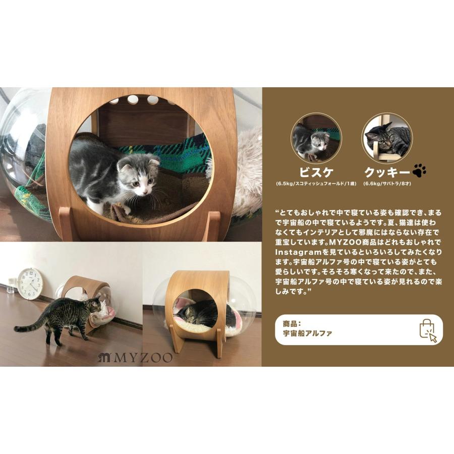 MYZOO マイズー 宇宙船 ALPHA キャットハウス ねこハウス ネコハウス インテリア 天然木 猫ベット おしゃれ ネコベッド 猫のベッド 自立スタンド｜sefety-shop｜12