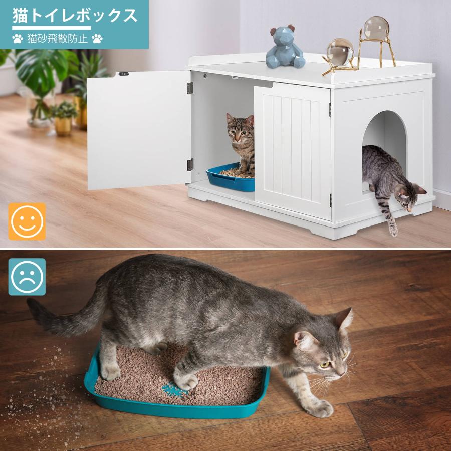 「セール価格」猫トイレ収納カバー　目隠し ペットハウス 箱型 猫　室内　猫用キャビネット　猫レストルーム 猫砂飛散防止 ニオイ軽減　 猫用品　 　幅75cm｜segawe｜03