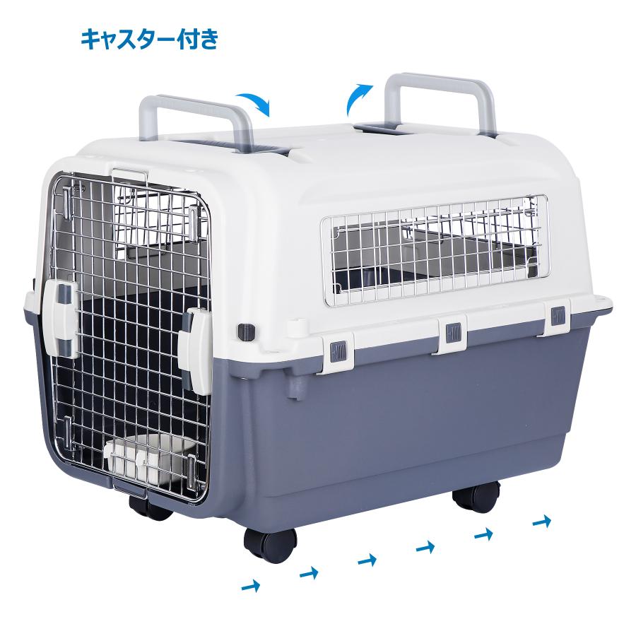 ZENY Lサイズ プラスチック キャスター付き ペットキャリー 犬用 猫用