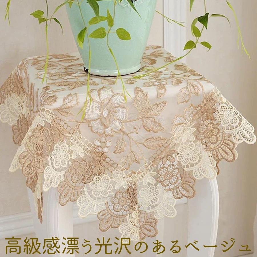 テーブルクロス 正方形 北欧風 レース 透かし花柄 サイドテーブル 丸
