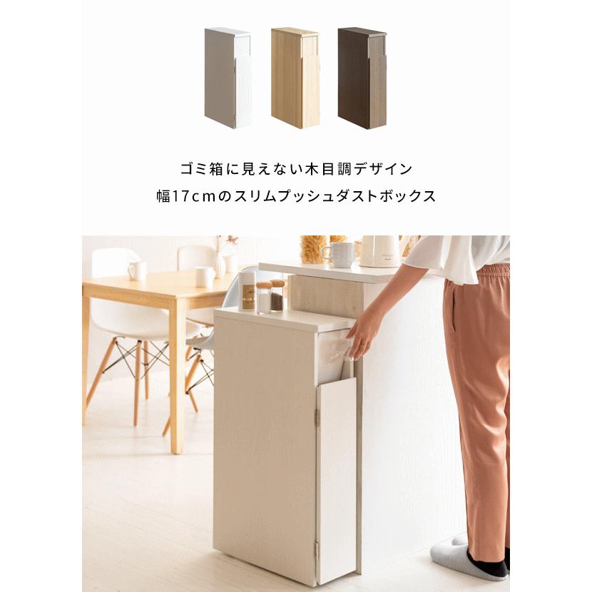 木製 スリム ゴミ箱 キャスター付き 縦長 ダストボックス サンティア new Santia m-DB-F170-new 30L ごみ箱に見えないごみ箱 天板フラット_2