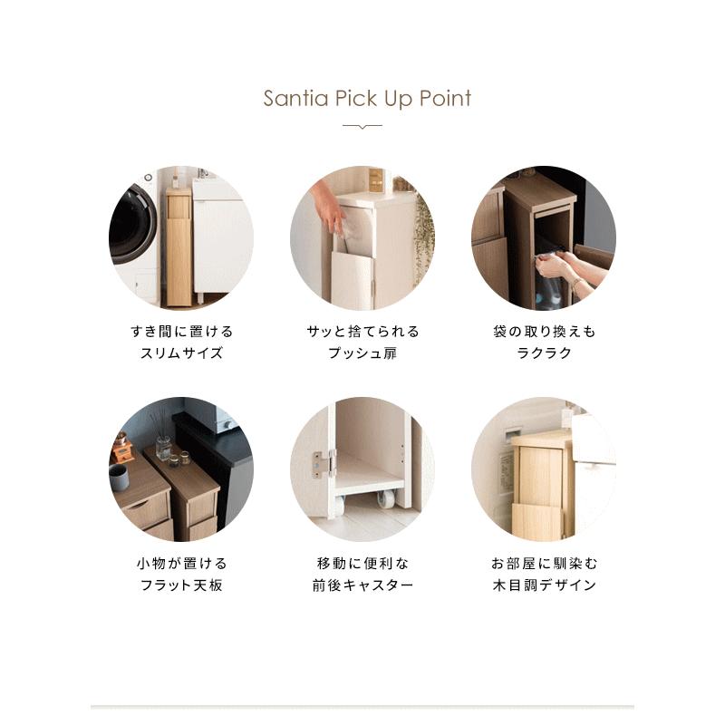 木製 スリム ゴミ箱 キャスター付き 縦長 ダストボックス サンティア new Santia m-DB-F170-new 30L ごみ箱に見えないごみ箱 天板フラット_3