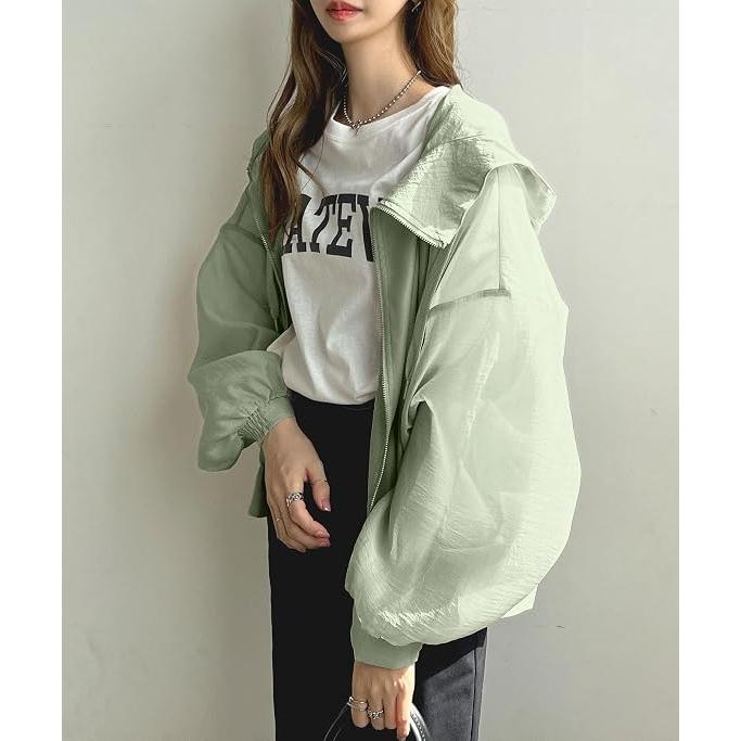 レディース UVカット パーカー 日焼け止め服 カーディガン フード付き アウター 薄手 冷感生地 日焼け防止 紫外線対策 軽量 かわいい カジュアル |  | 13