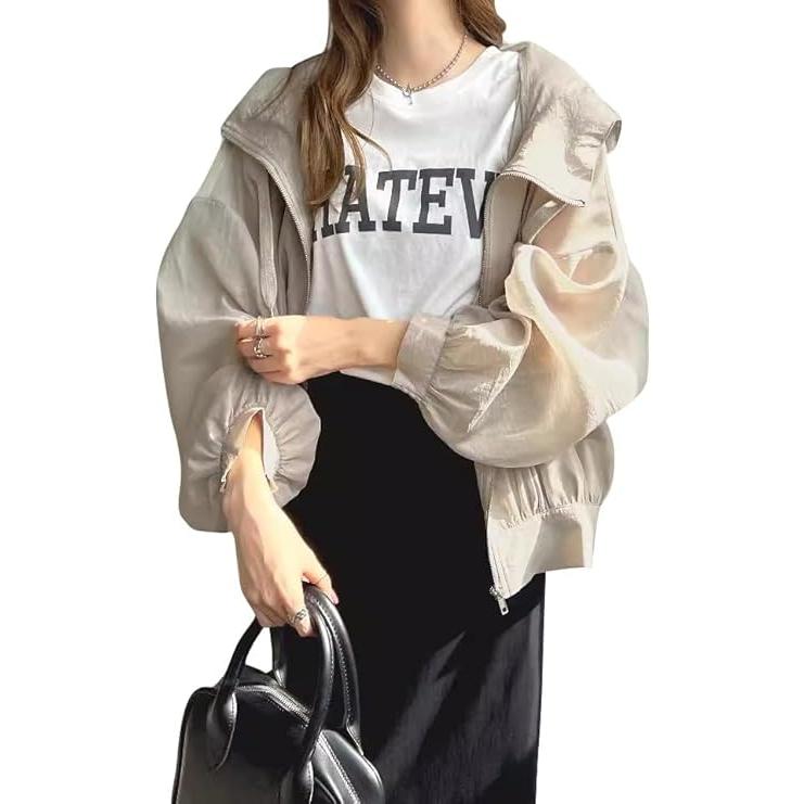 レディース UVカット パーカー 日焼け止め服 カーディガン フード付き アウター 薄手 冷感生地 日焼け防止 紫外線対策 軽量 かわいい カジュアル |  | 14