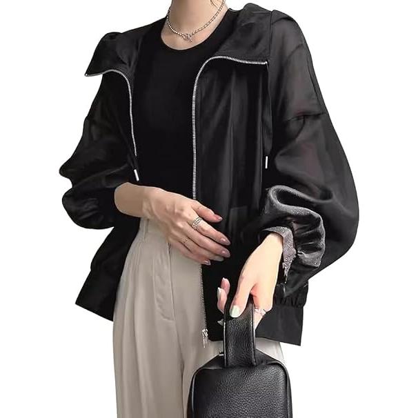 レディース UVカット パーカー 日焼け止め服 カーディガン フード付き アウター 薄手 冷感生地 日焼け防止 紫外線対策 軽量 かわいい カジュアル |  | 06