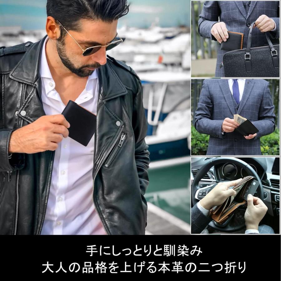 財布 メンズ 2つ折り 本革 カード22枚収納 ボックス型小銭入れ 一流の財布職人による RFID スキミング防止 二つ折り財布 大容量 人気ブランド 折りたたみさいふ |  | 05