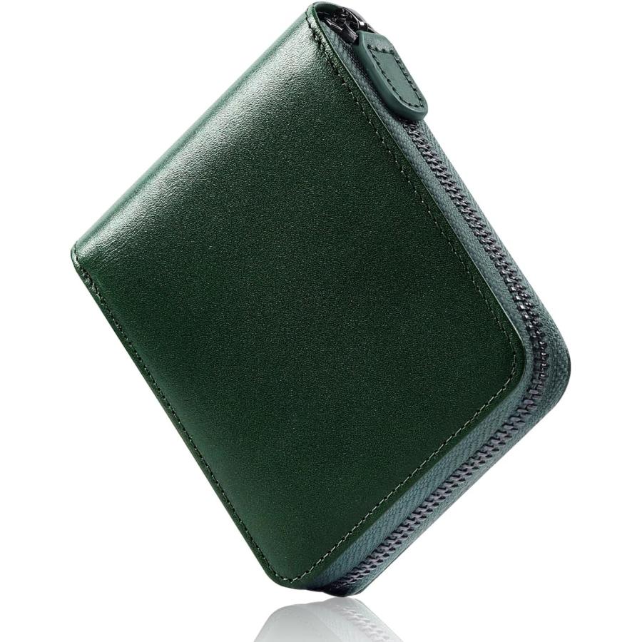 財布 メンズ 2つ折り 日本栃木 レザー 二つ折り財布 YKK ラウンドファスナー 一流の革職人が作る 折り財布 BOX型小銭入 スキミング防止 ふたつおり 折りたたみ | 