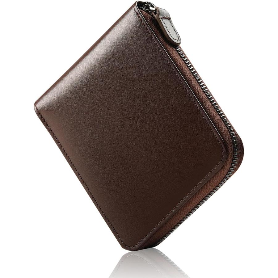 財布 メンズ 2つ折り 日本栃木 レザー 二つ折り財布 YKK ラウンドファスナー 一流の革職人が作る 折り財布 BOX型小銭入 スキミング防止 ふたつおり 折りたたみ | 