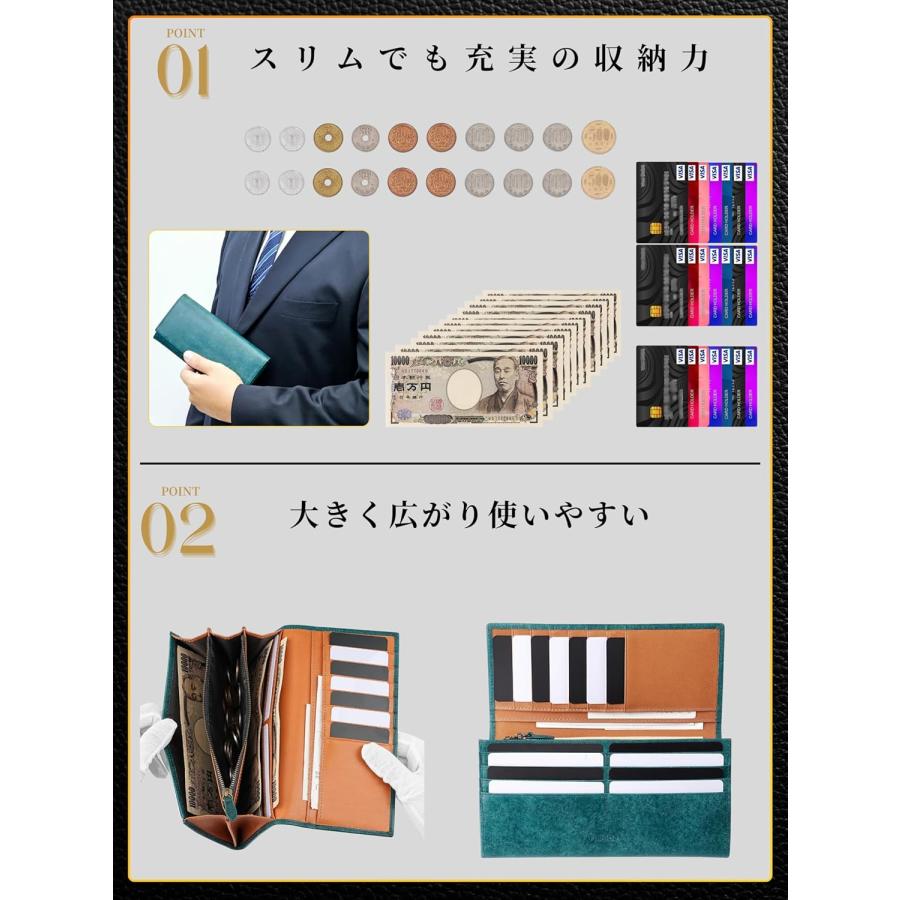 財布 メンズ レディース 長財布 2つ折り マチ付き 小銭入れ 薄い 大
