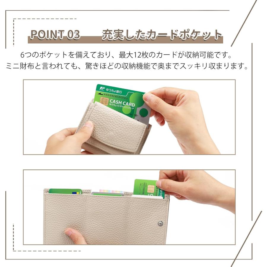 ミニ財布 三つ折り財布 レディース メンズ 本革 小さい財布 スキミング防止 小銭入れ付き みつおり 牛革 軽量 コンパクト |  | 03
