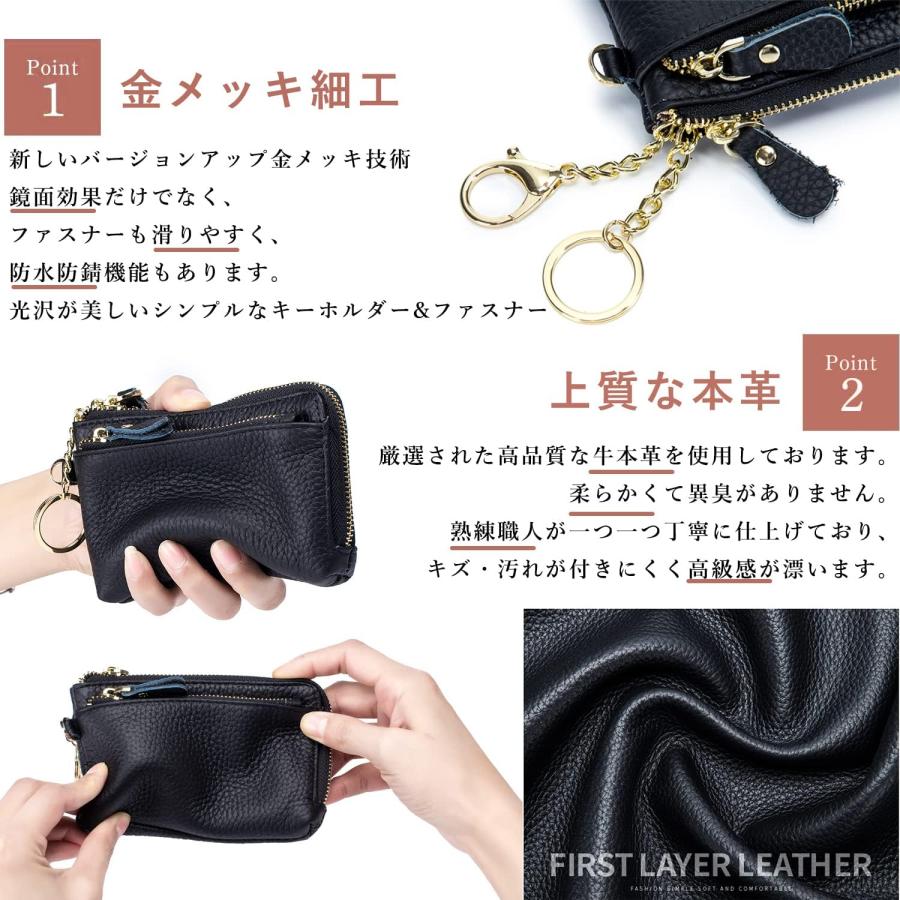 キーケース レディース 小銭入れ 本革 コインケース カードキーケース L字ファスナー ミニ財布 小銭入れ付き カードケース おしゃれ 薄い マネークリッ |  | 03