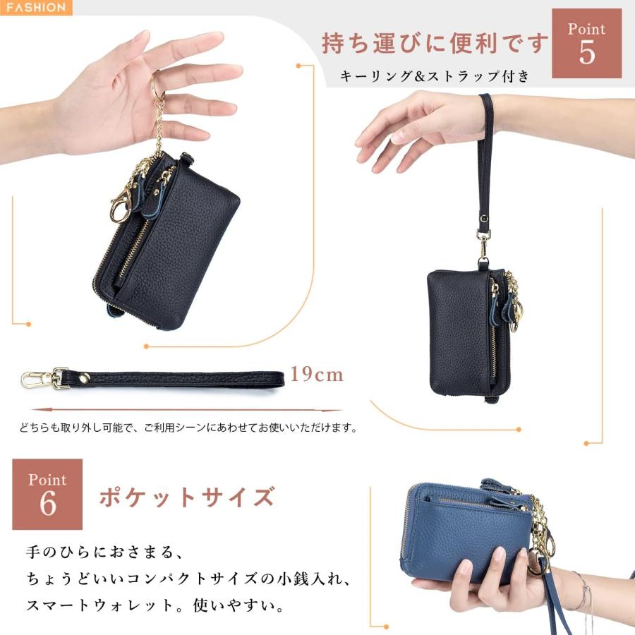 キーケース レディース 小銭入れ 本革 コインケース カードキーケース L字ファスナー ミニ財布 小銭入れ付き カードケース おしゃれ 薄い マネークリッ |  | 05