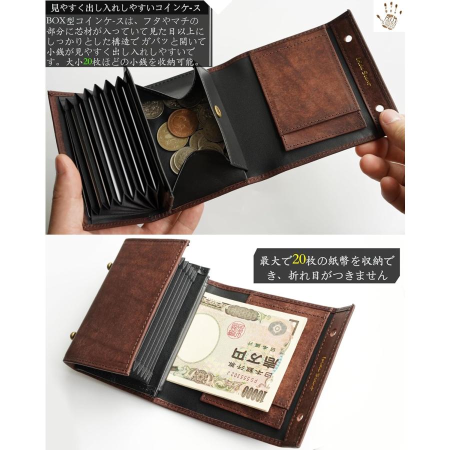 二つ折り財布 メンズ 2つ折り 箱型の小銭入れ イタリアン レザー プエブロ ミニ財布 コンパクト 小さい財布 二つ折り 箱状です 牛革 大容量 レディース |  | 04