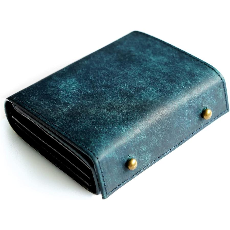 二つ折り財布 メンズ 2つ折り 箱型の小銭入れ イタリアン レザー プエブロ ミニ財布 コンパクト 小さい財布 二つ折り 箱状です 牛革 大容量 レディース | 