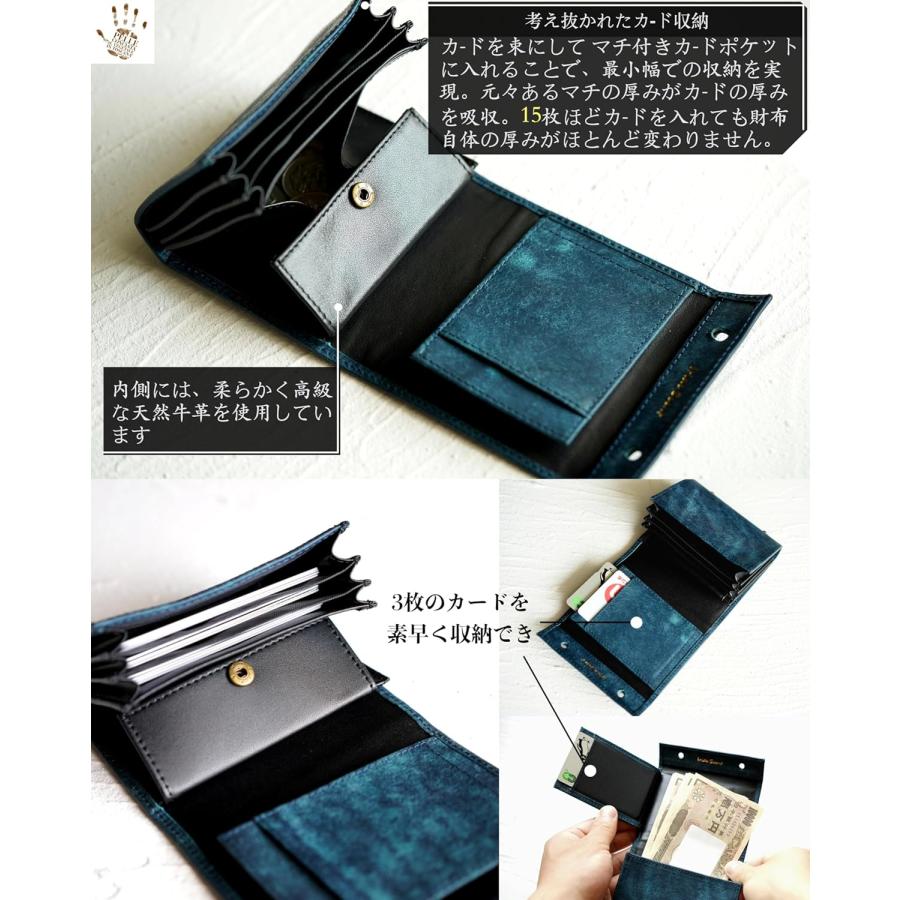 二つ折り財布 メンズ 2つ折り 箱型の小銭入れ イタリアン レザー プエブロ ミニ財布 コンパクト 小さい財布 二つ折り 箱状です 牛革 大容量 レディース |  | 04