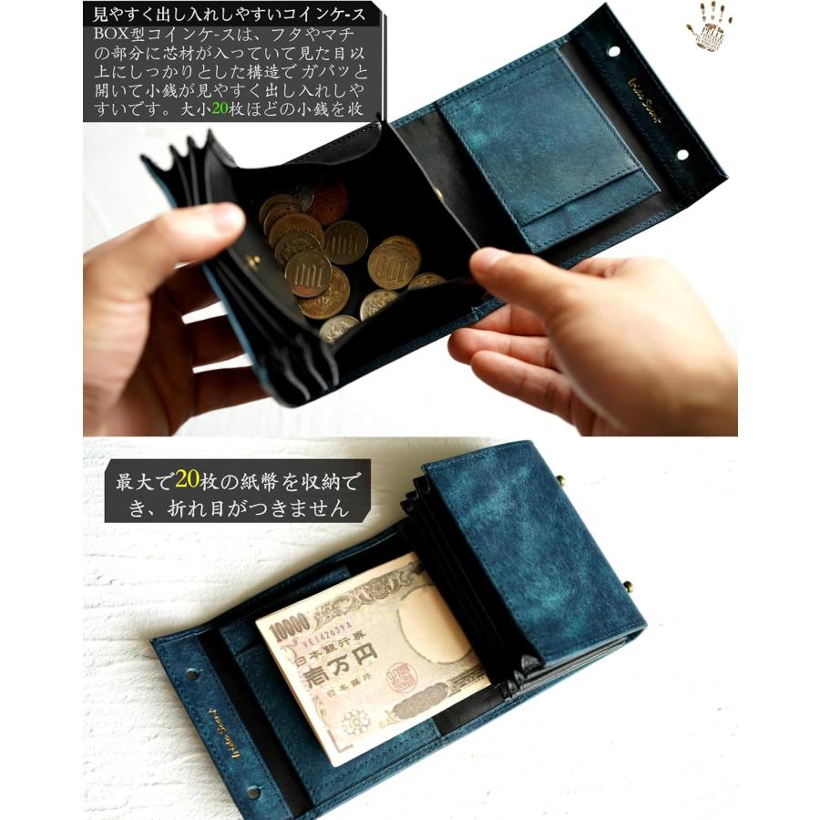 二つ折り財布 メンズ 2つ折り 箱型の小銭入れ イタリアン レザー プエブロ ミニ財布 コンパクト 小さい財布 二つ折り 箱状です 牛革 大容量 レディース |  | 05