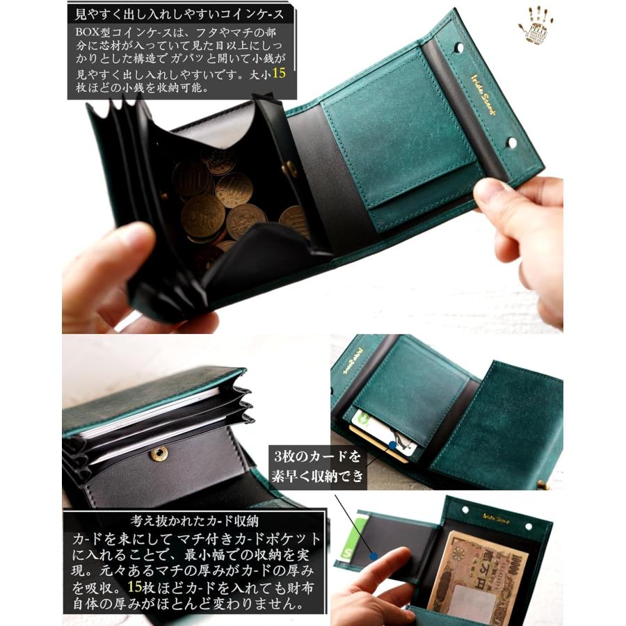 二つ折り財布 メンズ 2つ折り 箱型の小銭入れ イタリアン レザー プエブロ ミニ財布 コンパクト 小さい財布 二つ折り 箱状です 牛革 大容量 レディース |  | 02