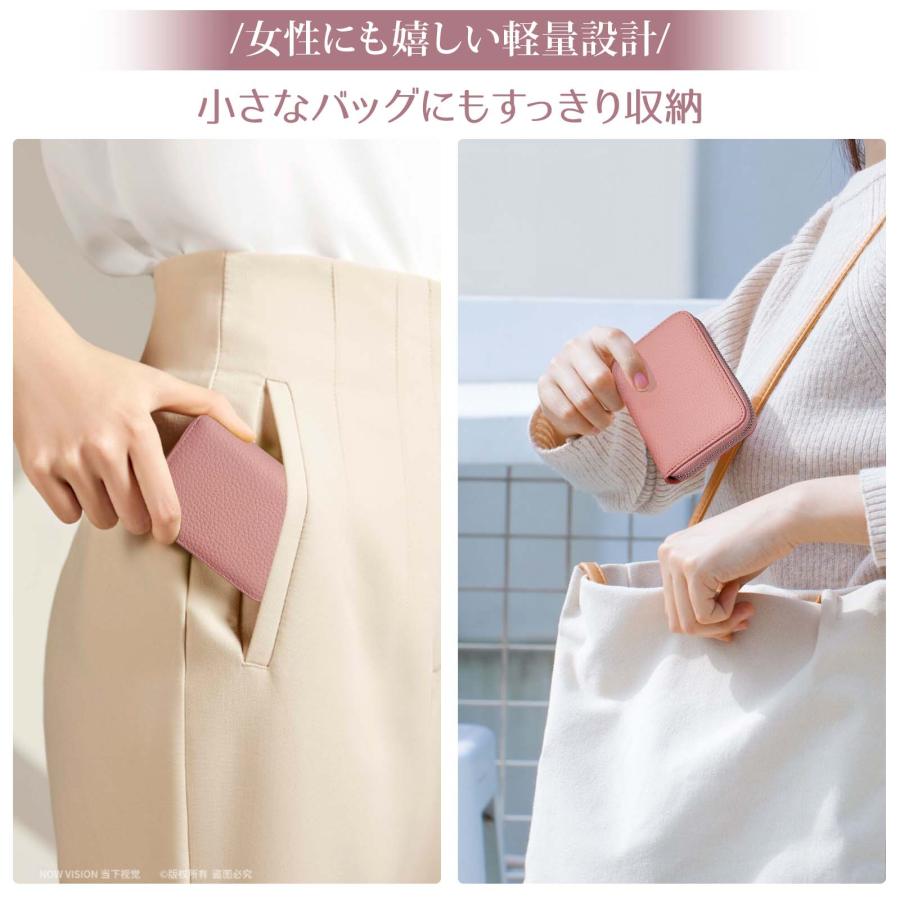 ミニ財布 お札が折れない 財布 レディース メンズ 二つ折り財布 大容量 じゃばら カードケース ボックス型 小銭入れ YKKファスナー 牛革 小さい財布 ブラック |  | 05