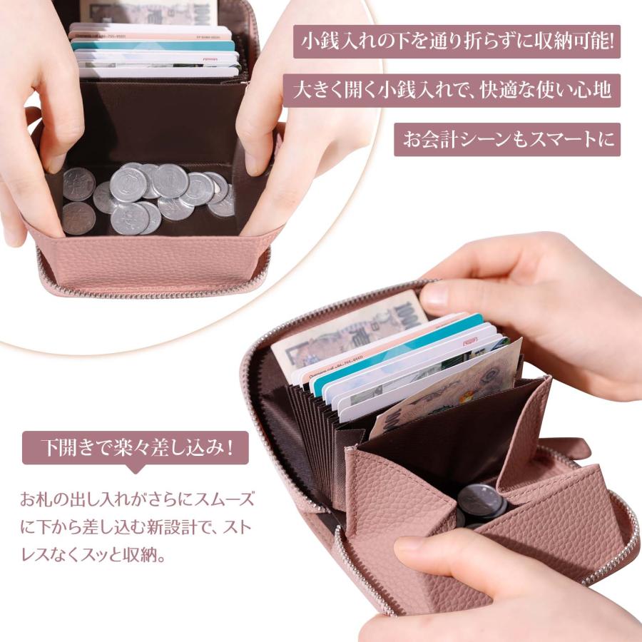 ミニ財布 お札が折れない 財布 レディース メンズ 二つ折り財布 大容量 じゃばら カードケース ボックス型 小銭入れ YKKファスナー 牛革 小さい財布 ブラック |  | 06